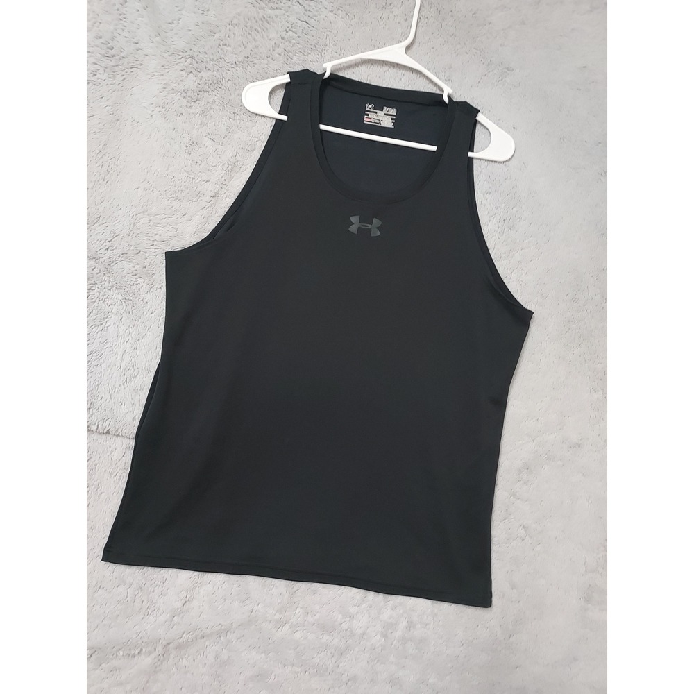 Under Armour Tank Top Womens XL Heatgear Fitted Black Shirt Sleeveless Training